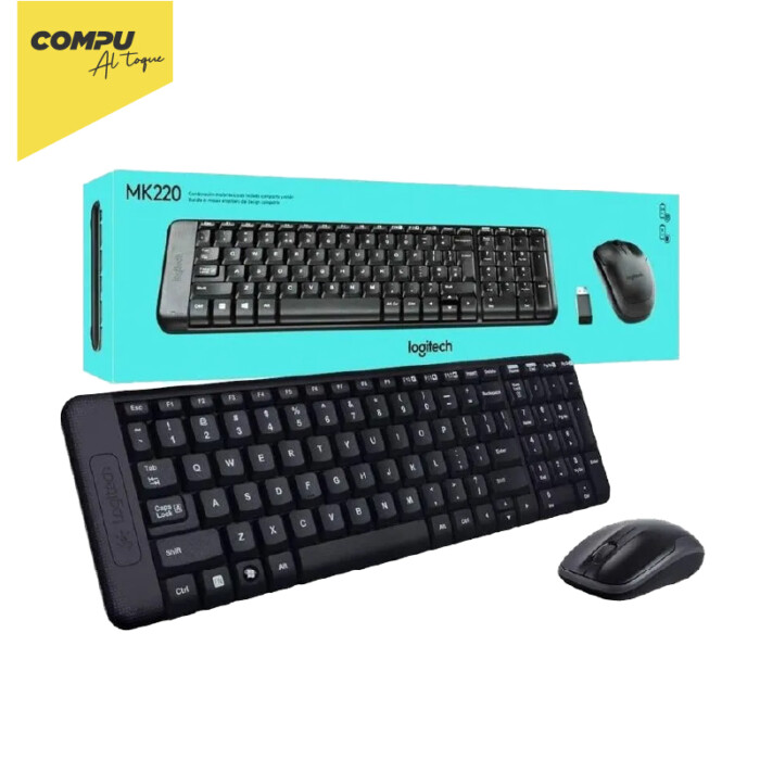 KIT TECLADO Y MOUSE INALÁMBRICO LOGITECH MK220, USB, NEGRO - Imagen 1